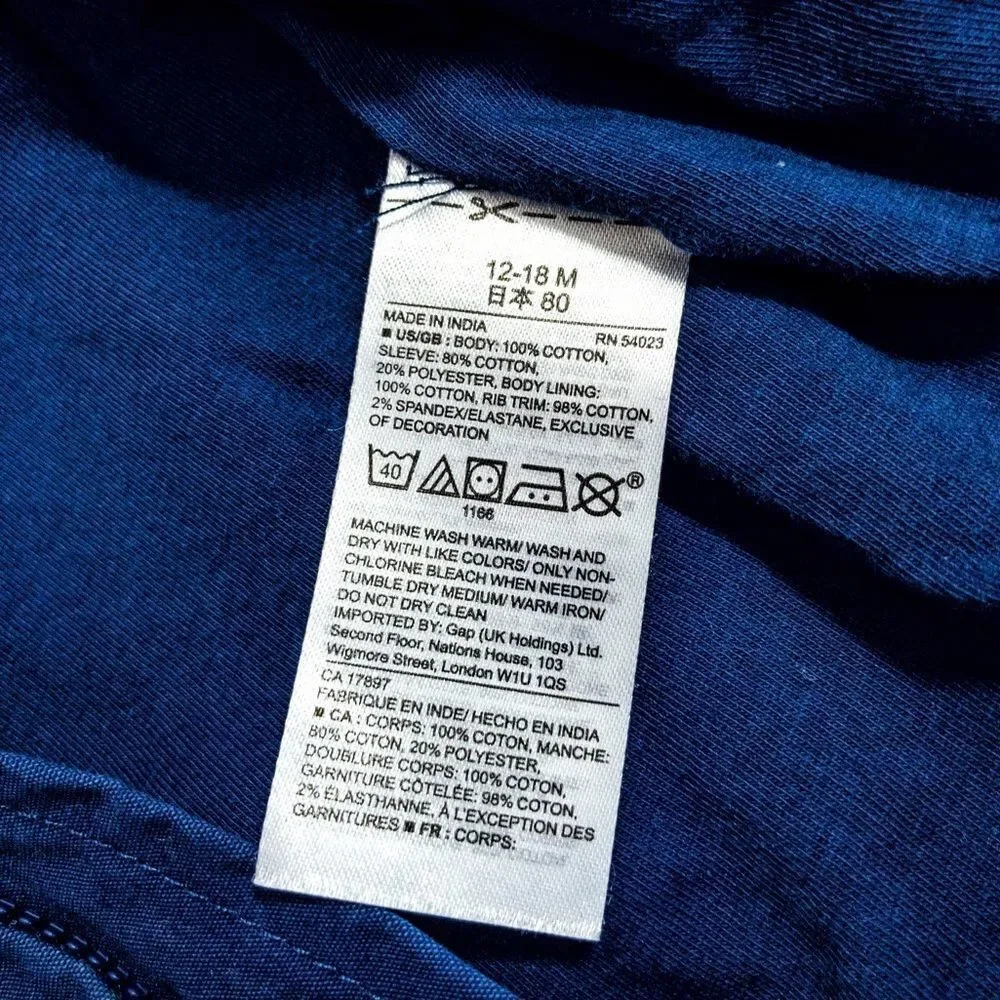 Baby Gap Blue Baseball Jacket Sz 12-18m